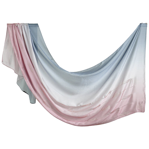 Ombre Crystal Veil-Hijab (Silver Grey - Pink)