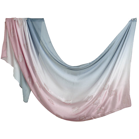 Ombre Crystal Veil-Hijab (Silver Pink)
