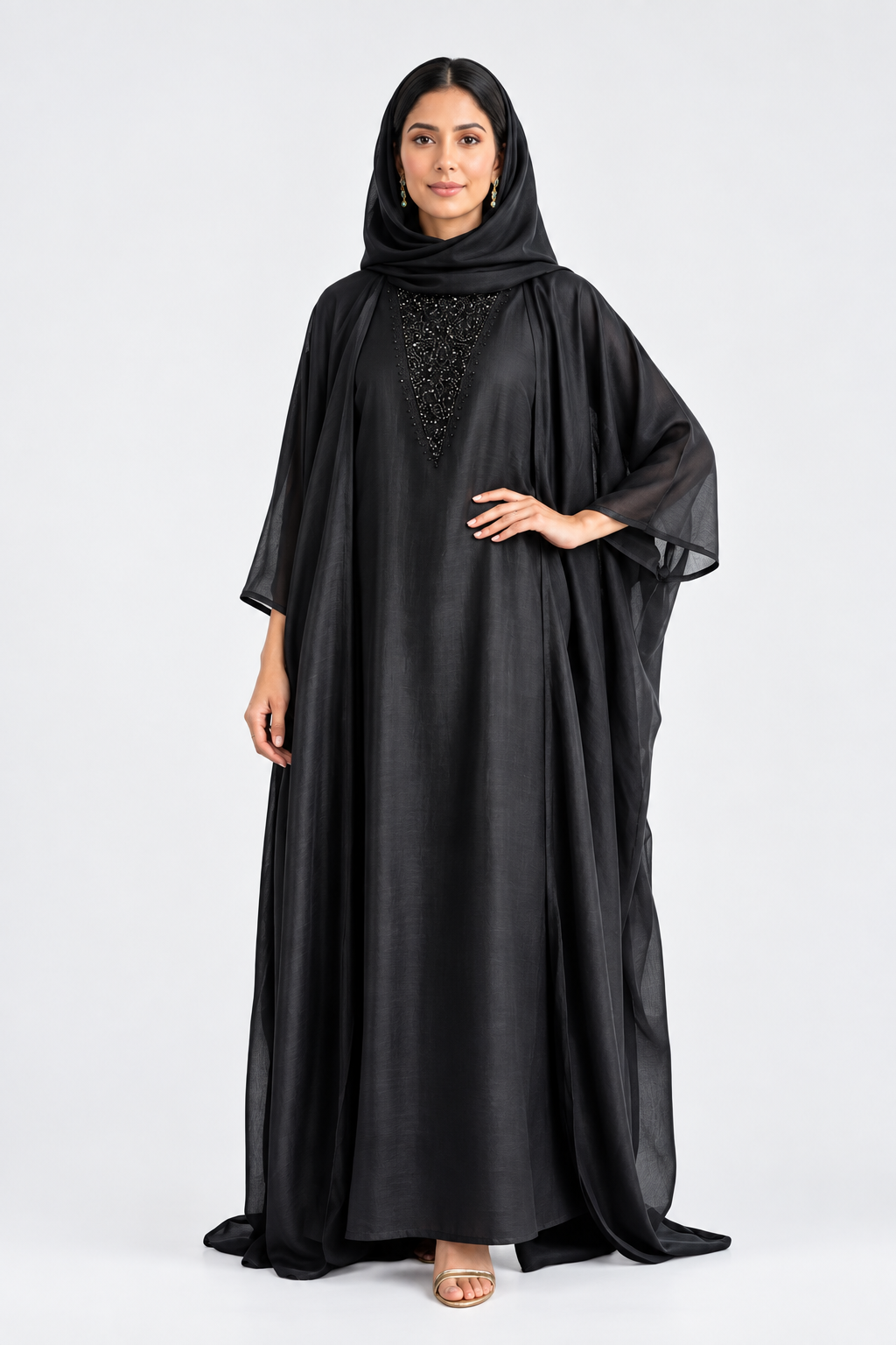 Organza Silk Bisht Abaya Set