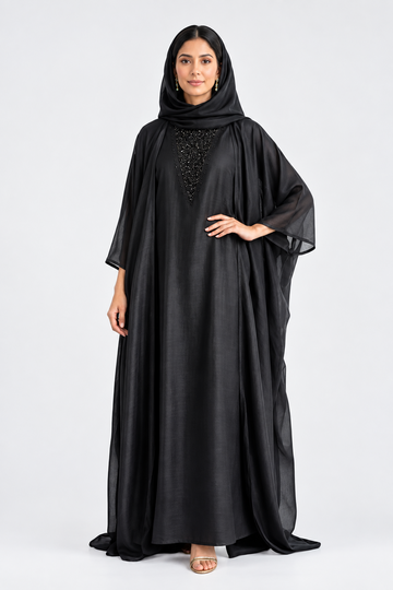 Organza Silk Bisht Abaya Set