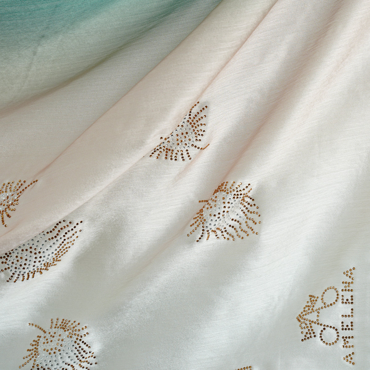 Ombre Crystal Veil-Hijab (Coral Green-white)