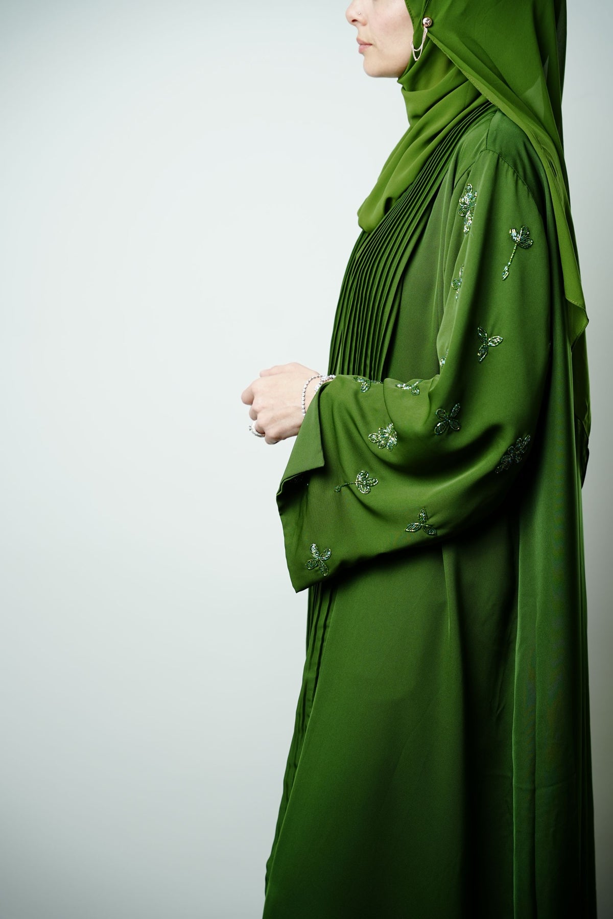 Royal Green Waterfall Abaya