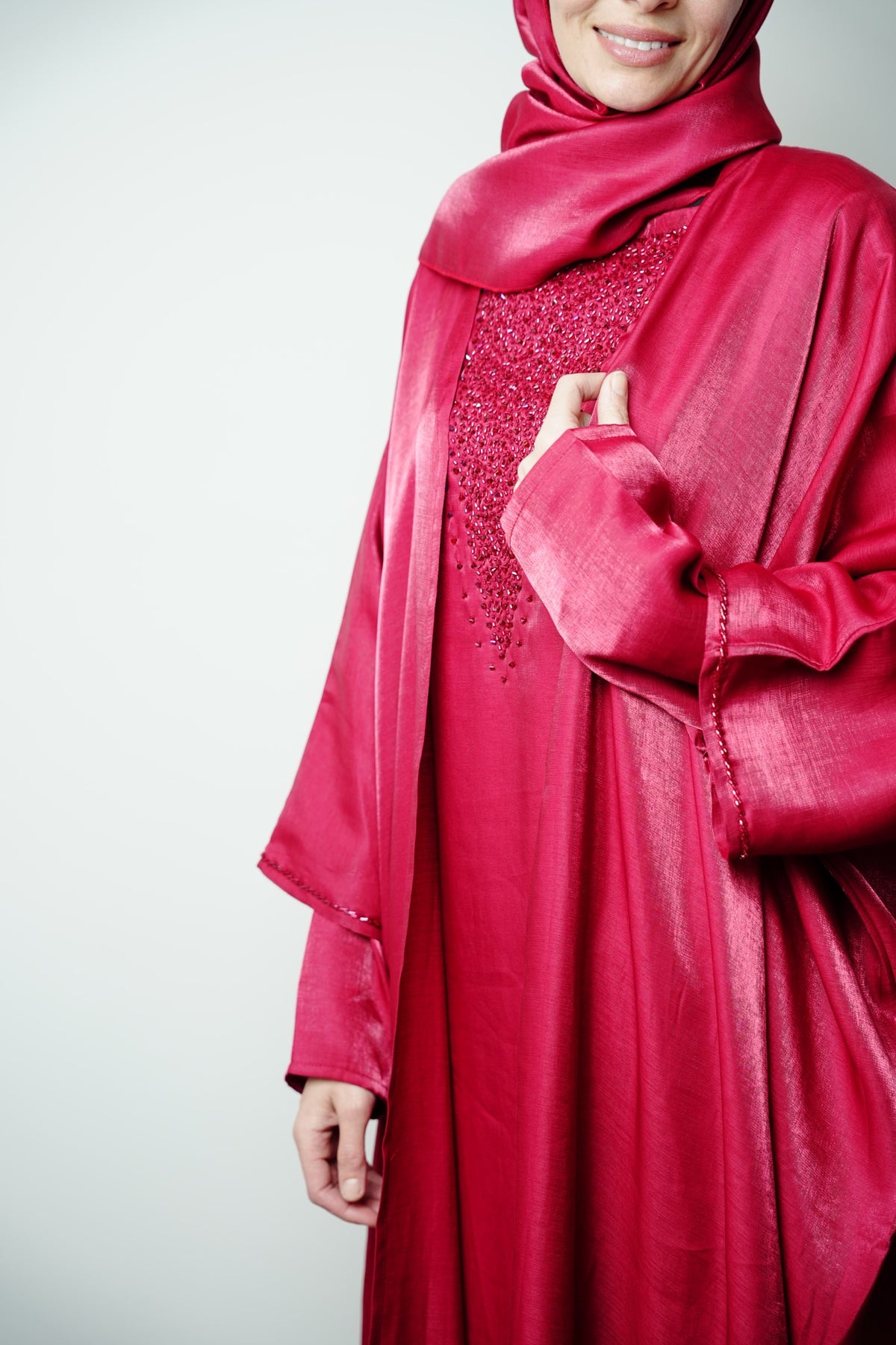 Organza Silk Bisht Abaya Set
