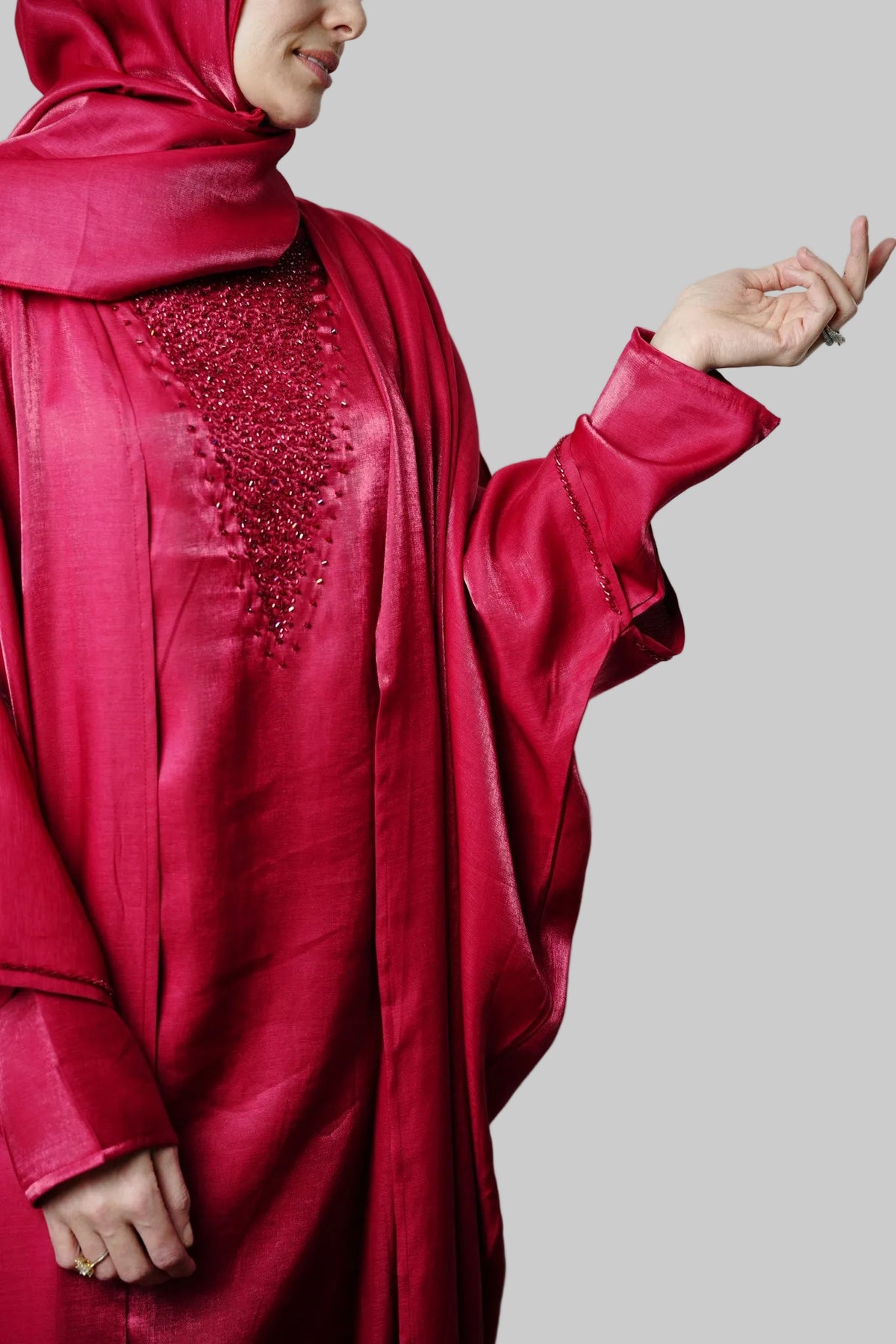 Organza Silk Bisht Abaya Set