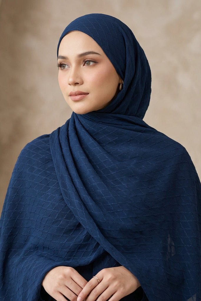 Diamond Georgette Navy