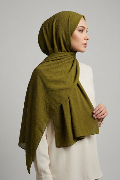 Diamond Georgette Olive Green