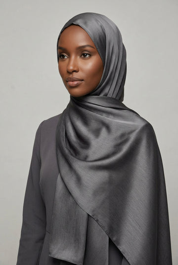 Close-up of gray fabric with folds