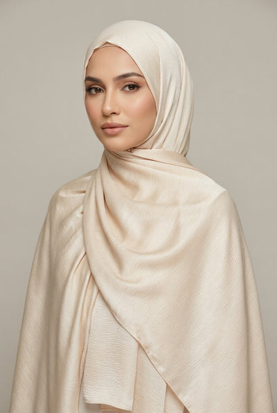 Close-up of beige fabric with folds