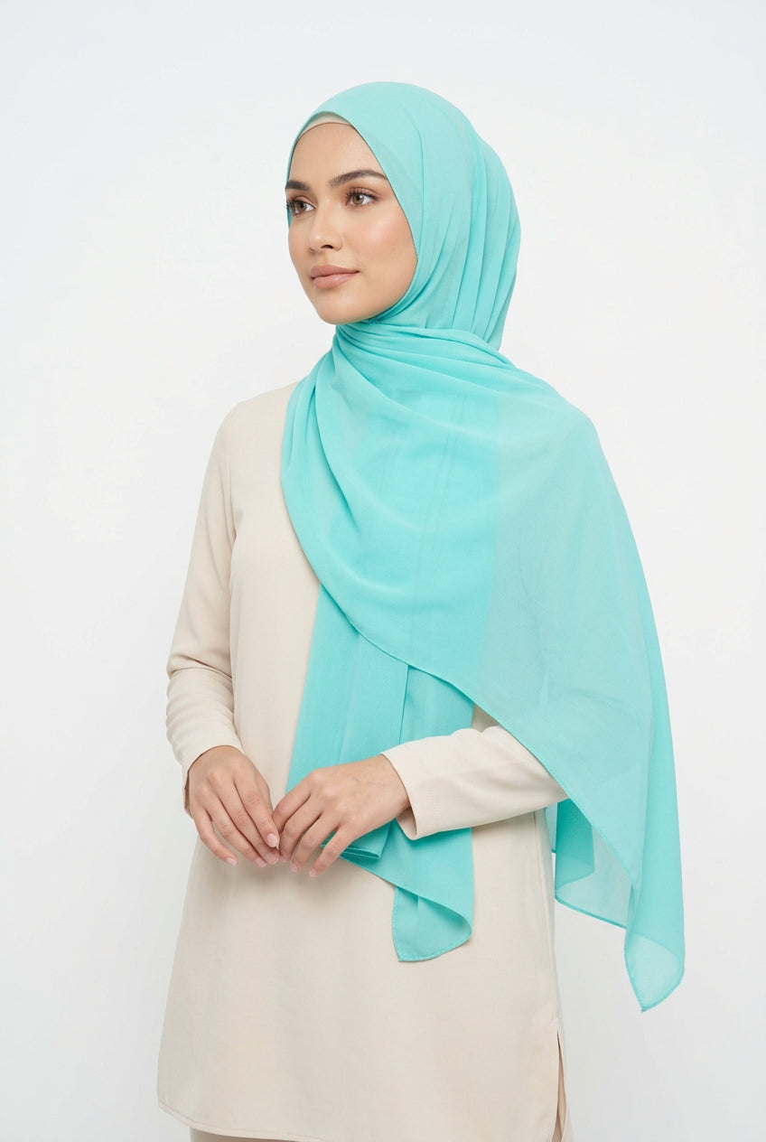 Turquoise scarf on a white background