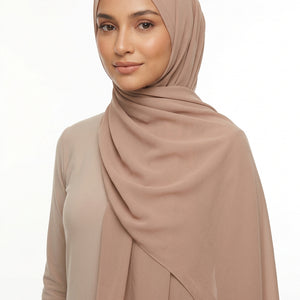 Beige scarf on a white background