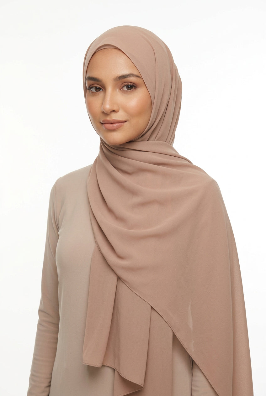 Beige scarf on a white background