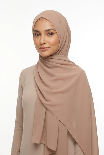 Beige scarf on a white background
