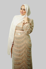 Champagne Hand-Beaded Gown