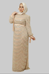 Champagne Hand-Beaded Gown