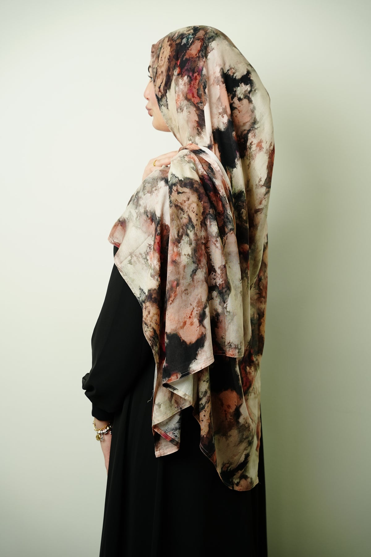 Premium Modal Abstract Floral Hijab in Blush