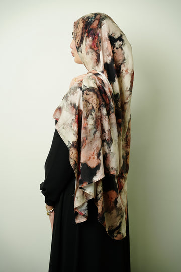 Premium Modal Abstract Floral Hijab in Blush