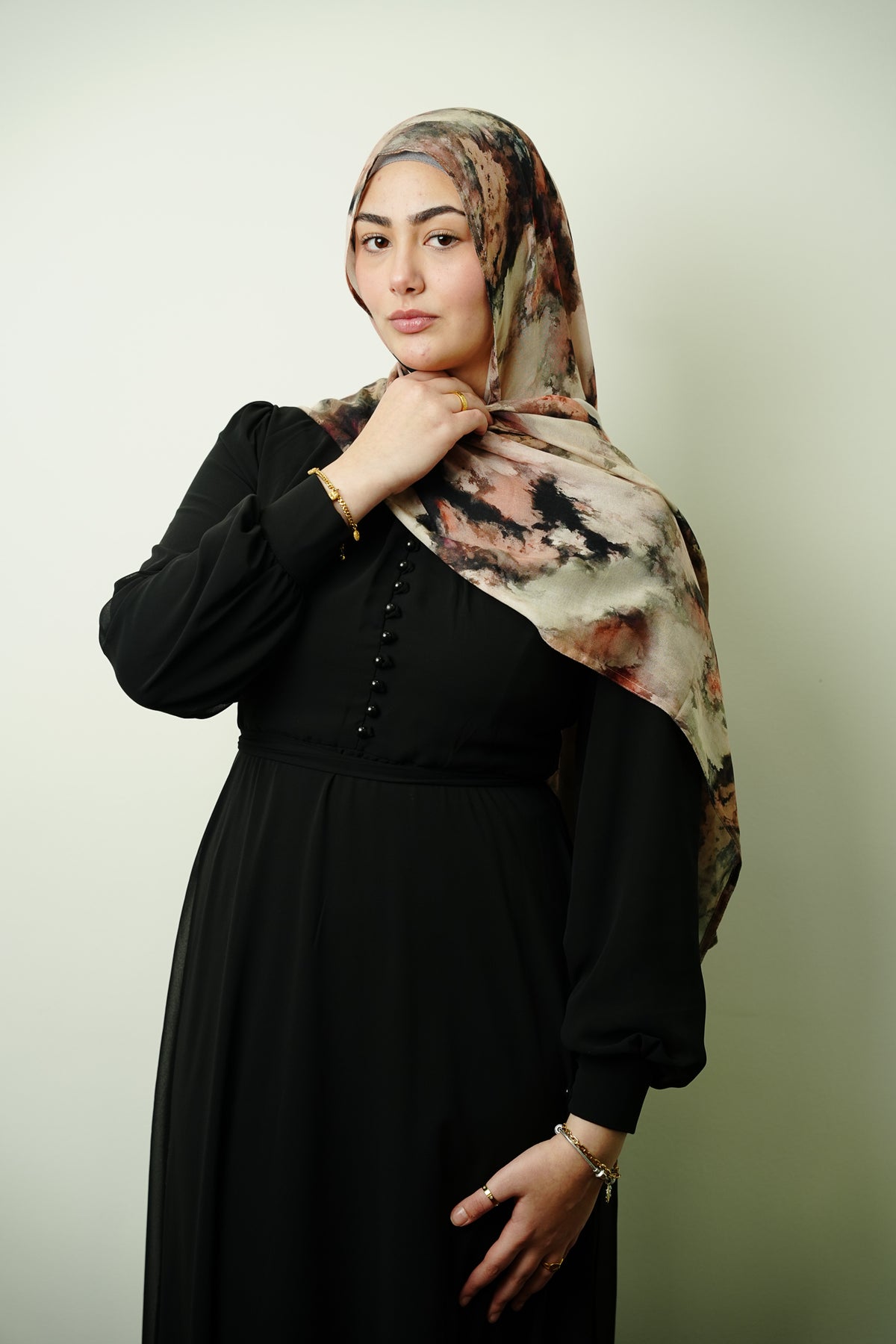 Premium Modal Abstract Floral Hijab in Blush