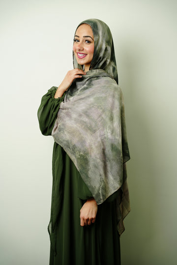 Premium Modal Abstract Floral Hijab in Sage