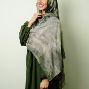 Premium Modal Abstract Floral Hijab in Sage