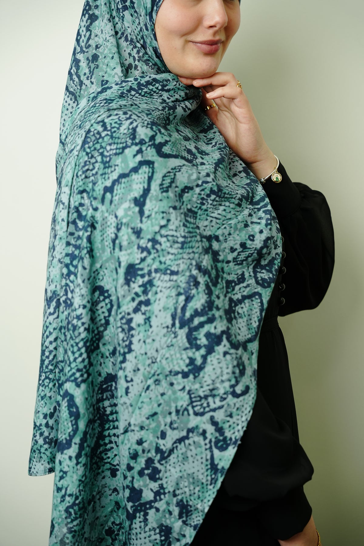Premium Modal Teal Python Print Hijab