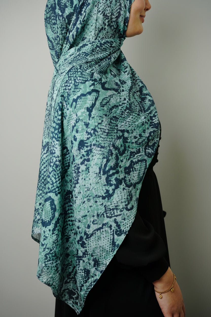Premium Modal Teal Python Print Hijab