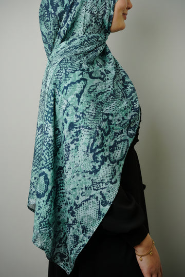 Premium Modal Teal Python Print Hijab