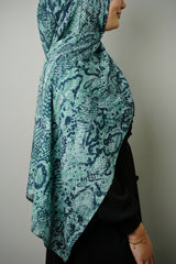 Premium Modal Teal Python Print Hijab