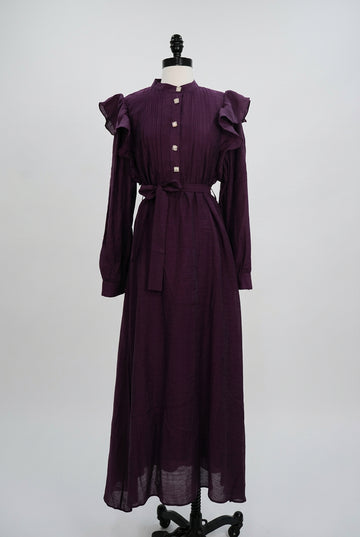 Ruffle-Shoulder Tie-Waist Maxi Dress