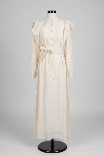 Ruffle-Shoulder Tie-Waist Maxi Dress