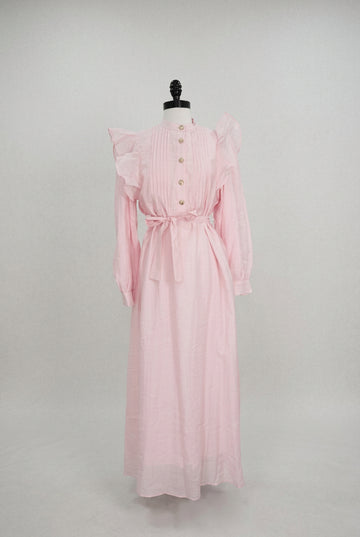 Ruffle-Shoulder Tie-Waist Maxi Dress