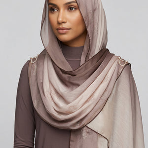 Ombre Crystal Veil-Hijab (Latte-Nude)