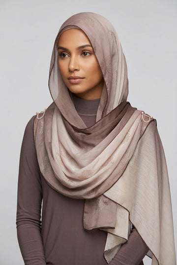 Ombre Crystal Veil-Hijab (Latte-Nude)