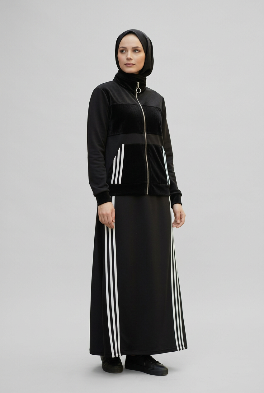 Black skirt set on a clean studio background