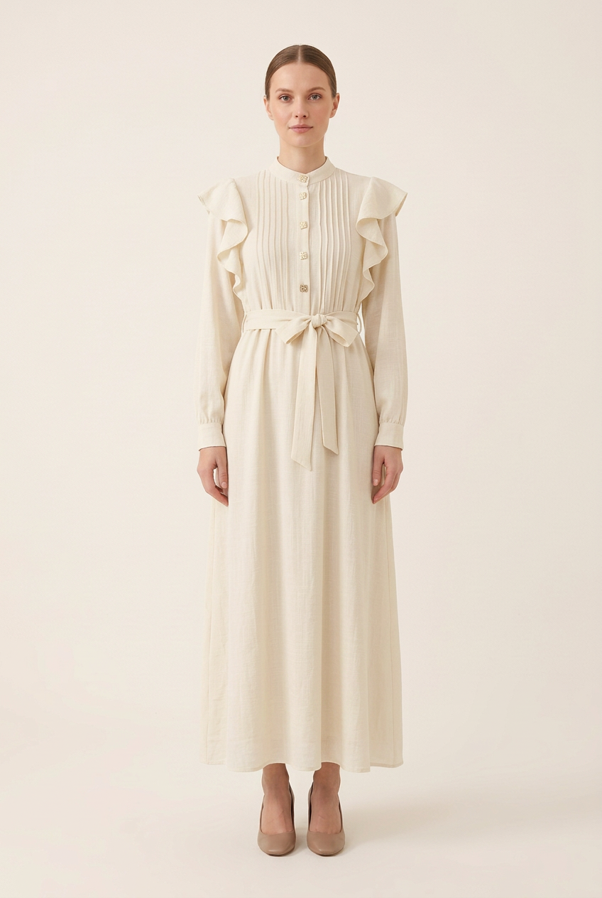 Cream dress on a model