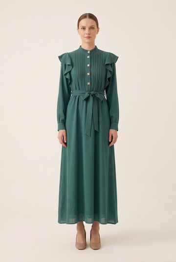 Green dress on a model