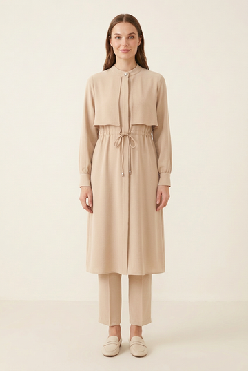 Light beige two-piece set on a model