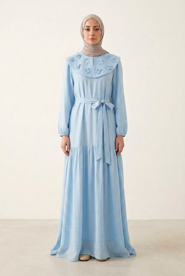 Light blue dress with revised collar
