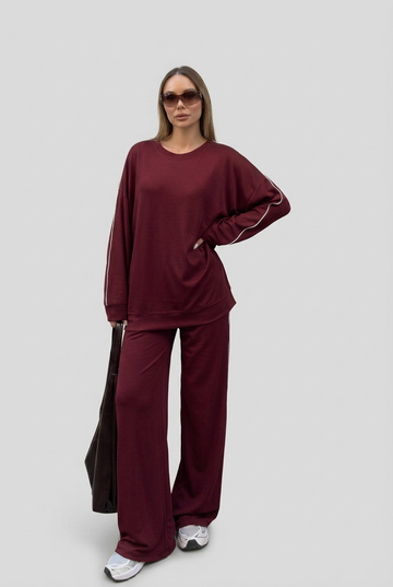 Maroon Elana Comfort Set, front standing pose