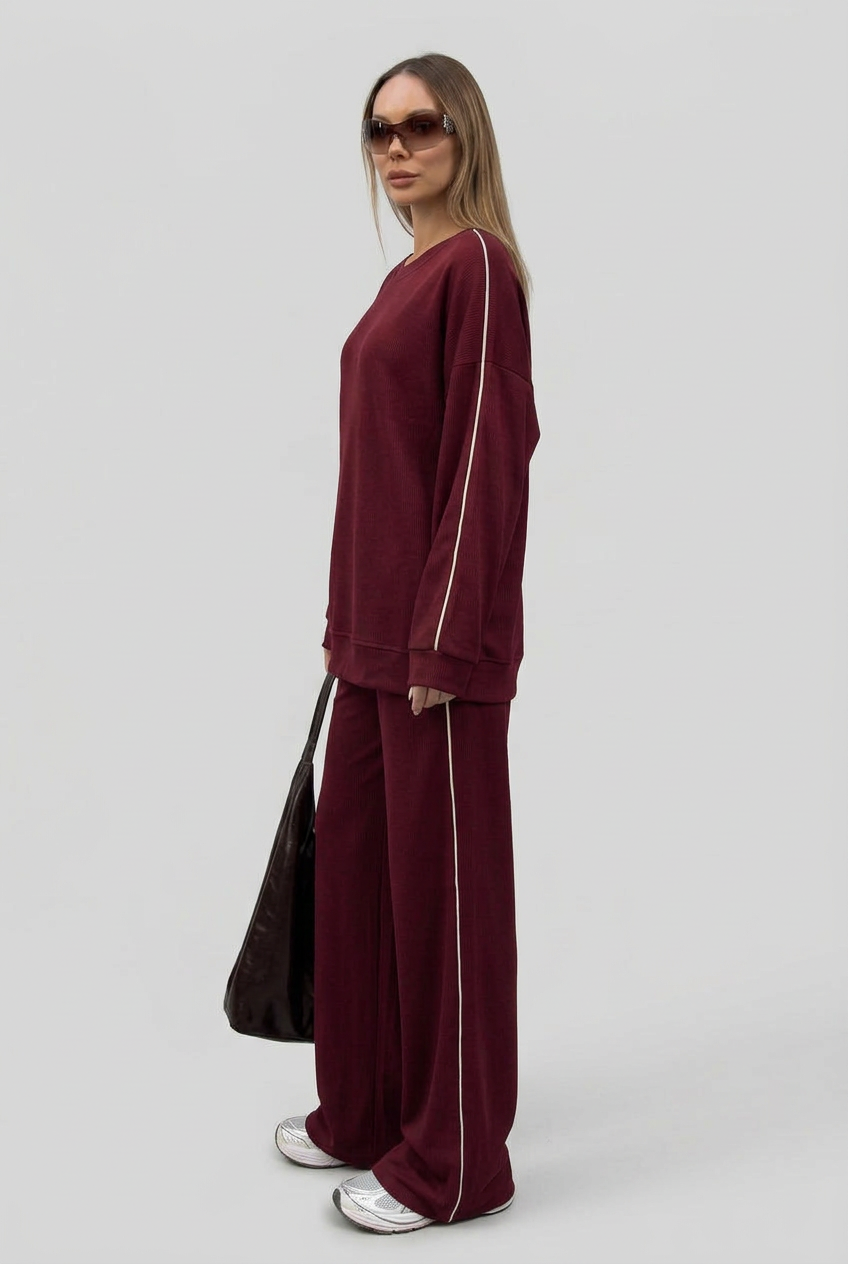 Maroon Elana Comfort Set, side standing pose
