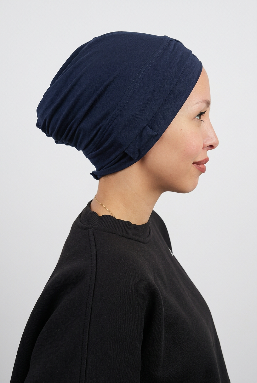 Navy Tulip Bonnet side view