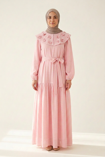 Pink dress with revised collar