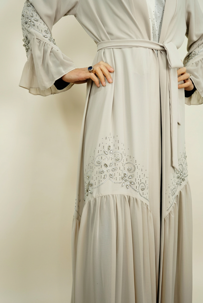Princess Open Abaya waist and embellishment detail