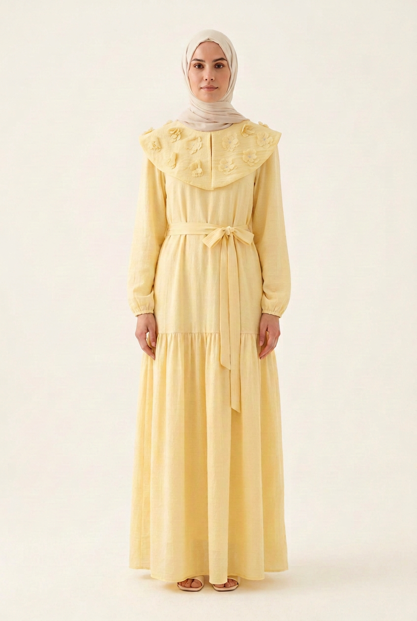 Yellow dress with revised collar