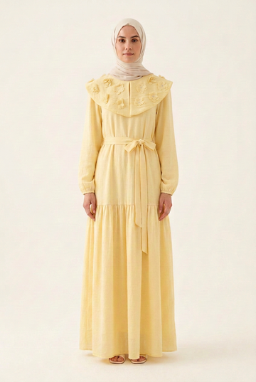 Yellow dress with revised collar