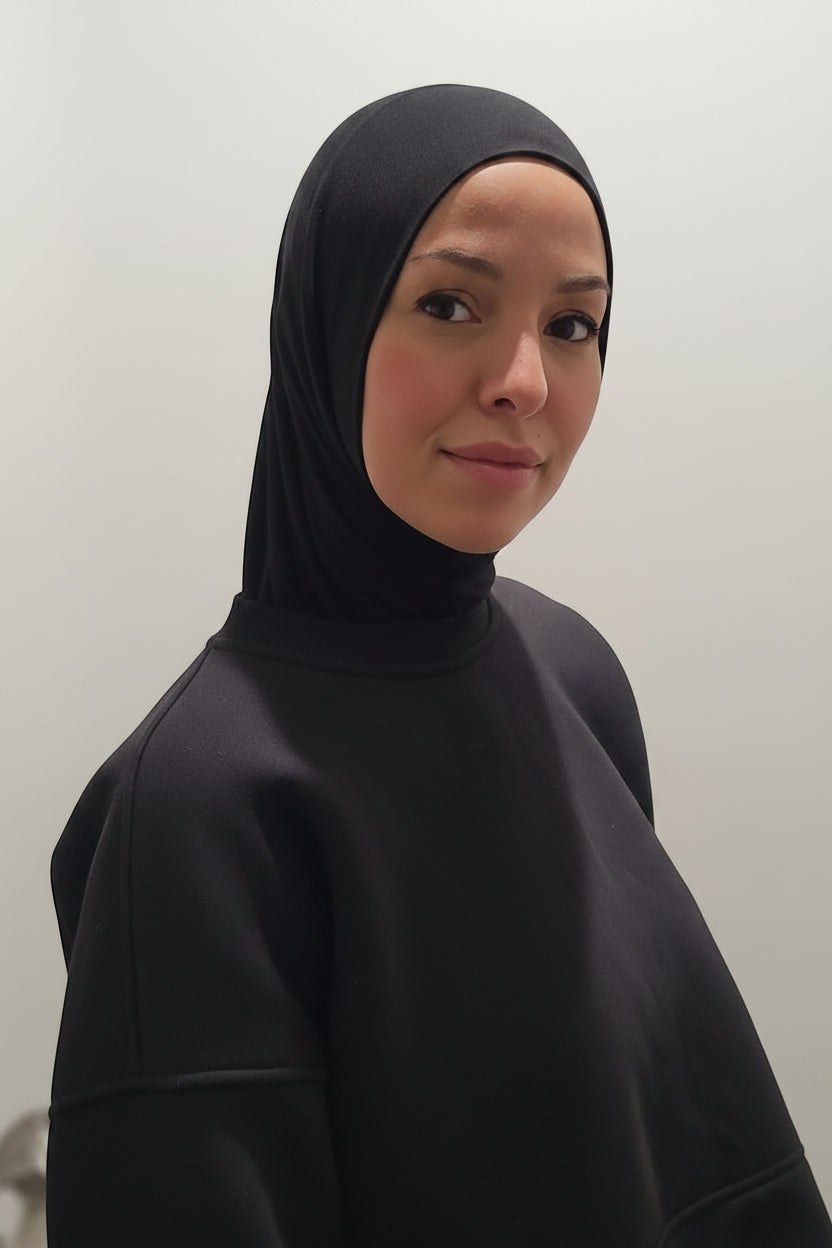Easy Access Sports Hijab in Black